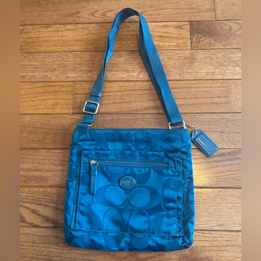 Coach blue monogram crossbody